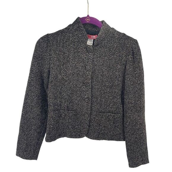 Lux Women's High Neck Collar Tweed Office Jacket Blazer Multicolor Size Small - Picture 5 of 9